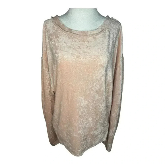 We The Free Women's Medium Pink Crushed Velvet Pullover Milan Sweater Sweatshirt - Picture 1 of 7